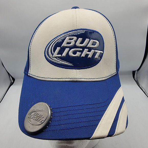 Bud Light Bottle Opener Snapback Hat Anheuser-Bush Blue White Cap Casual